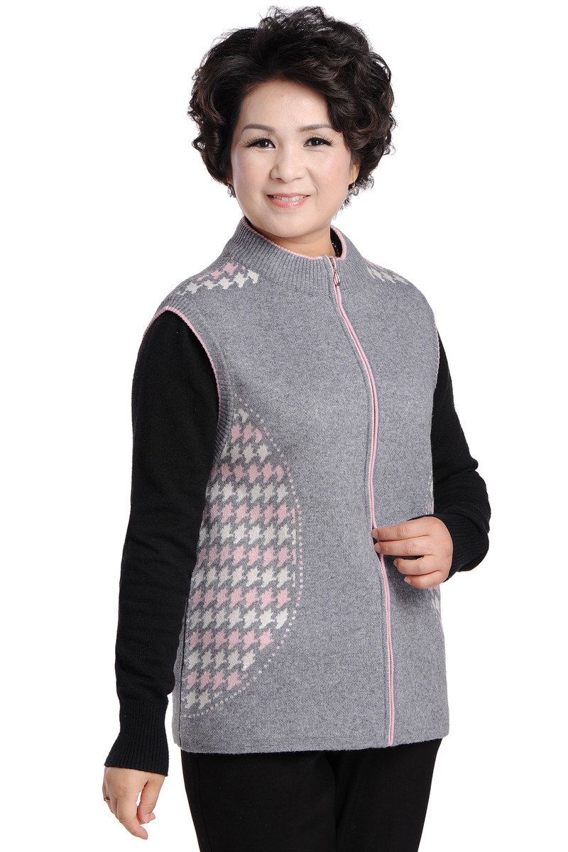 Autumn dress Middle-aged and elderly people Wool vest Wool vest knitting Cardigan waistcoat Add fertilizer to increase Cashmere sweaterin the Women's clothing/Boutique , Maga category - from Buy2taobao.com to provide professional Taobao agent buy service