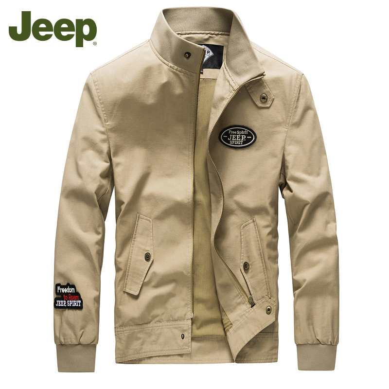 JEEP Flagship store Official brand Jacket spring and autumn new pattern man Stand collar Jacket middle age men's wear leisure time coatin the Men's clothing, Jacket category - from Buy2taobao.com to provide professional Taobao agent buy service