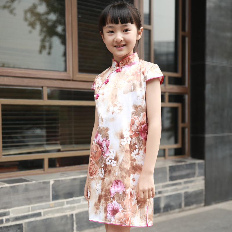 新款儿童旗袍弹力贡缎女童春夏古琴古筝表演中大童旗袍唐装连衣裙在类目 童装/婴儿装/亲子装, 儿童旗袍/唐装/民族服装, 旗袍中 - 来自Buy2taobao.com提供专业的淘宝代购服务
