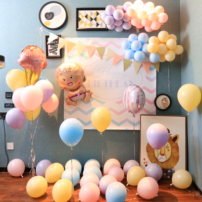 宝宝满月百天百日宴布置生日装扮100天气球背景墙装饰