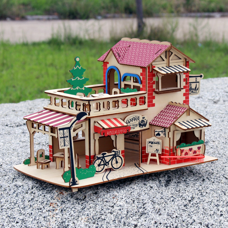 laser cutting wooden Assemble Cafe Model 3DDIY three-dimensional manual Assemble Puzzle Toysin the Toy/Childs/Puzzle/Building block/Model , Beads/Jigsaw/Pair/Disassembly/Beat Toy , Jigsaw/Puzzle category - from Buy2taobao.com to provide professional Taobao agent buy service