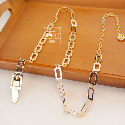 简约百搭装饰小皮带时尚腰带细金属腰链女装饰不退色金色链条可拆