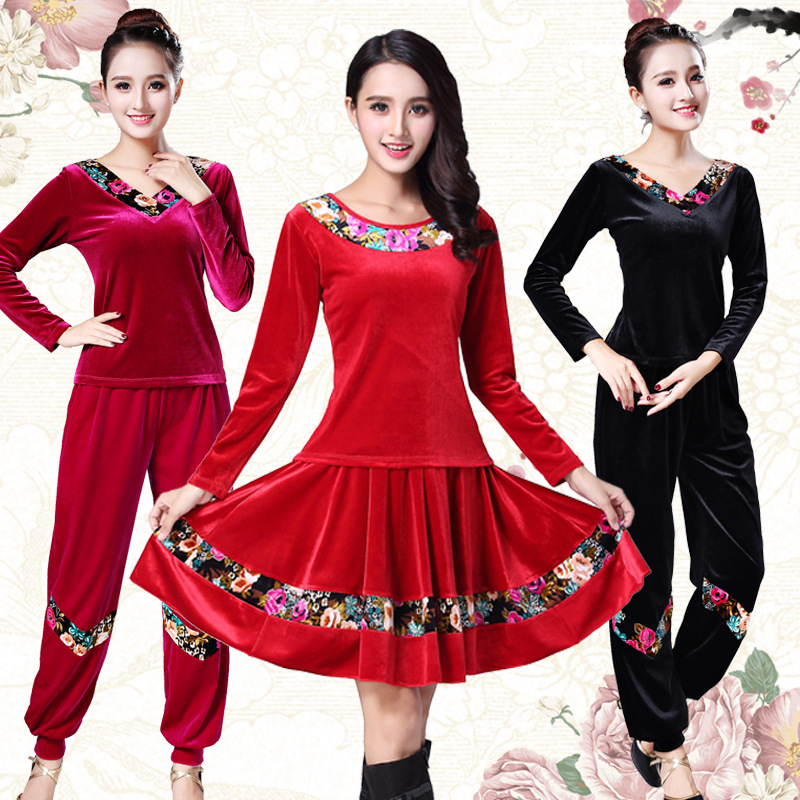 square dance New fashion suit Autumn and winter Jinsirong Long sleeve Two piece set Dance costume Middle and old age dance clothesin the Sports/Yoga/Fitness/Fans supplies , Dance/Aerobics/Gymnastics , Hip-hop , Hip-hop clothing category - from Buy2taobao.com to provide professional Taobao agent buy service