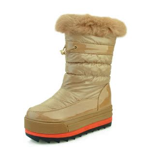 2012 new candy genuine rabbit fur waterproof patent leather thick-soled high heel short boots snow boots women