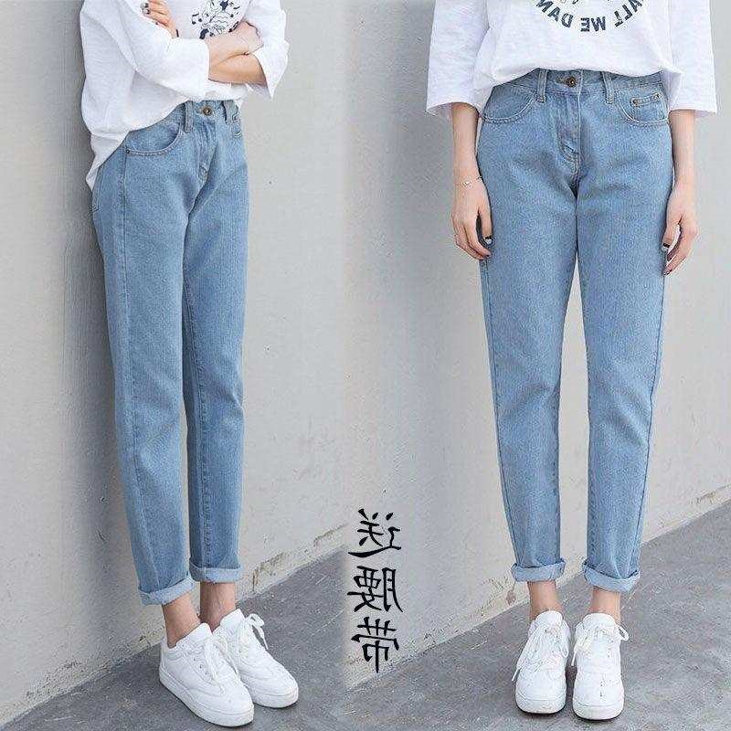 春夏季韩版BF风高腰牛仔裤女学生宽松显瘦哈伦裤九分裤大码直筒裤在类目 女装/女士精品, 牛仔裤中 - 来自Buy2taobao.com提供专业的淘宝代购服务