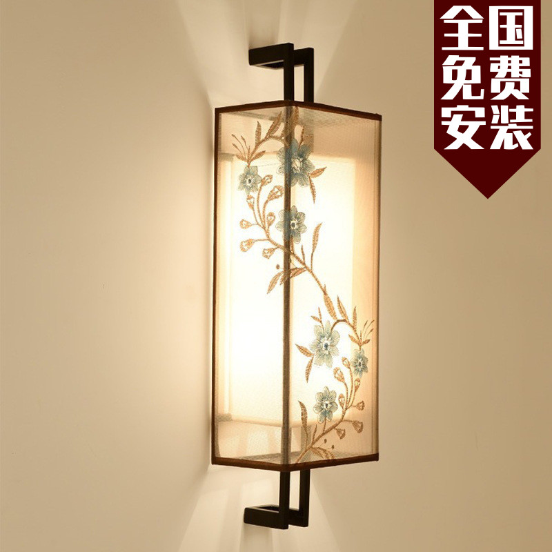 现代新中式长方形布艺壁灯卧室床头客厅餐厅客房中国风仿古灯具|ruв категории награду материалов, огни освещения, бра - от Buy2taobao.com для оказания профессиональной услуги покупки агента Taobao