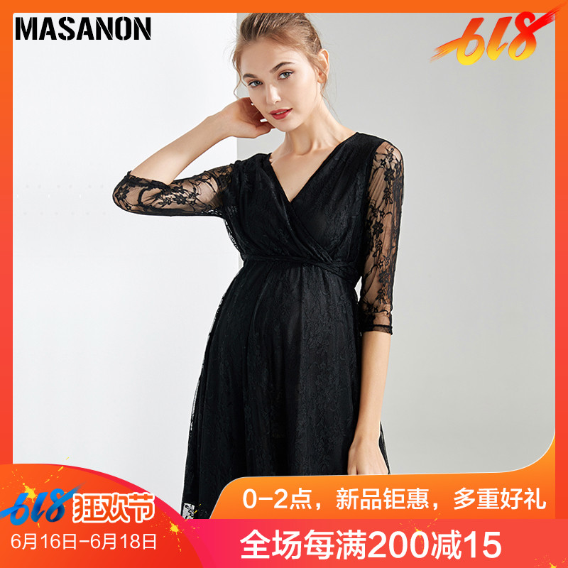 孕妇装夏装新款2019时尚中长款欧美潮妈V领长袖蕾丝哺乳连衣裙在类目 孕妇装/孕产妇用品/营养, 孕妇装, 连衣裙中 - 来自Buy2taobao.com提供专业的淘宝代购服务
