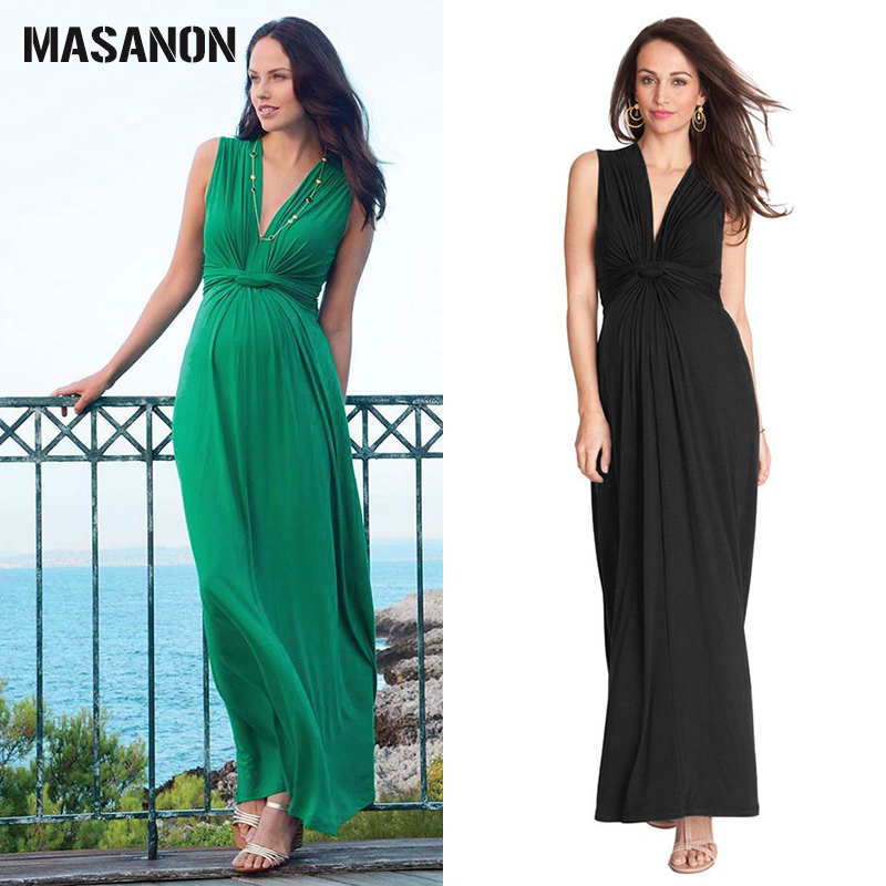 MASANON孕妇装夏季时尚纯色海滩度假风长款飘逸无袖晚礼服连衣裙在类目 孕妇装/孕产妇用品/营养, 孕妇装, 连衣裙中 - 来自Buy2taobao.com提供专业的淘宝代购服务