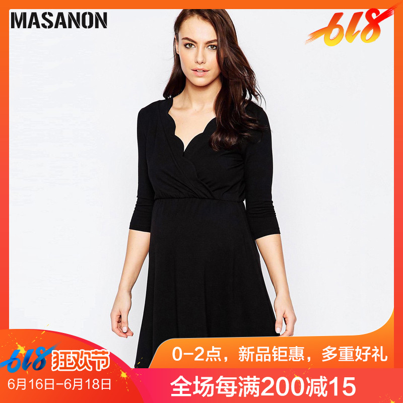 Pregnant spring 2019 new pattern Europe and America Fashionable Three Quarter Sleeve Chao Ma Mid length version modal pregnant woman Dressin the Maternity/Maternal supplies/Nutrition , Maternity , Dress category - from Buy2taobao.com to provide professional Taobao agent buy service