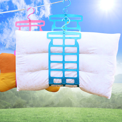 双挂钩晒枕头夹小型衣架 可调节玩具抱枕晾晒挂多用晒枕架 包邮