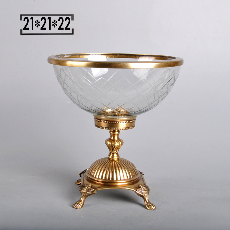 India Imported Pure copper Metallic Glass crystal texture of material Fruit plate Pastry tray Salad Dessert plate table Decorationin the Home accessories , Decorative items , Fruit plate/Fruit baskets category - from Buy2taobao.com to provide professional Taobao agent buy service
