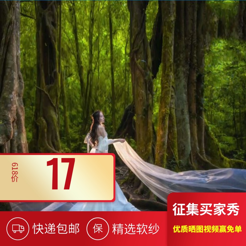 超長款單層素紗婚紗頭紗拍照攝影飄紗網紗新娘簡約軟光紗網紅拍照在類目 服飾配件/皮帶/帽子/圍巾, 婚紗禮服配件, 頭紗中 - 來自Buy2taobao.com提供專業的淘寶代購服務