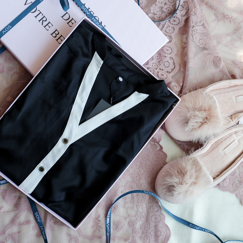 SOV Europe and America Small fragrant wind Embroidery Borneol Satin Texture pajamas shorts Two piece set grace Home Furnishings suitin the Lingerie/Men's underwear/Tracksuit , Pajamas/Home service package category - from Buy2taobao.com to provide professional Taobao agent buy service