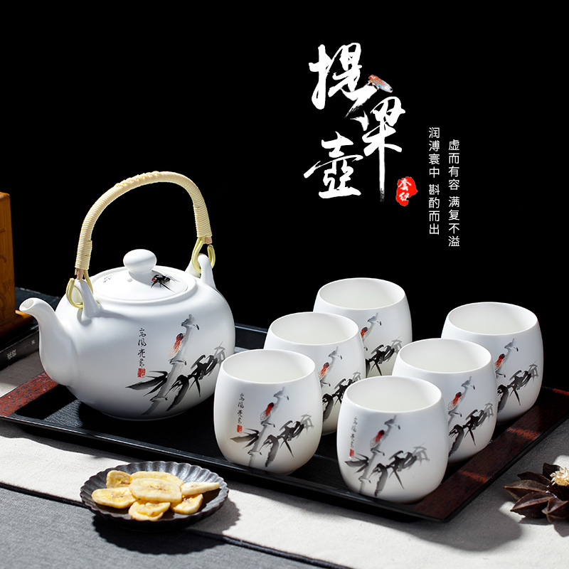 景德镇陶瓷一壶六杯家用提梁壶凉茶壶泡茶整套功夫茶具套装礼盒在类目 餐饮具, 茶具, 整套茶具中 - 来自Buy2taobao.com提供专业的淘宝代购服务