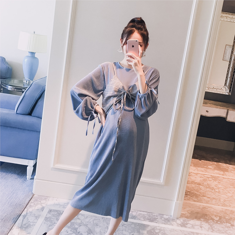 maternity dress 2019 spring clothes new pattern Korean Edition lattice camisole Bouffancy fashion Easy pregnant woman Freaky have more cash than can be accounted for Dressin the Maternity/Maternal supplies/Nutrition , Maternity , Dress category - from Buy2taobao.com to provide professional Taobao agent buy service