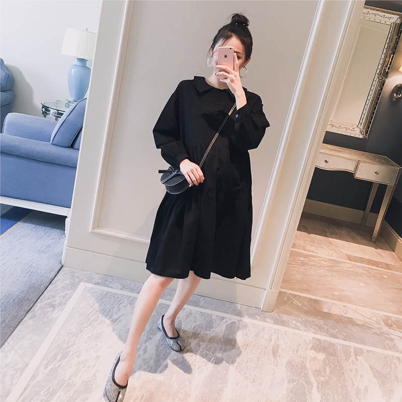 maternity dress 2019 spring clothes new pattern Korean Edition Lapel Baby unlined upper garment Solid Easy fashion pregnant woman have more cash than can be accounted for Dressin the Maternity/Maternal supplies/Nutrition , Maternity , Dress category - from Buy2taobao.com to provide professional Taobao agent buy service