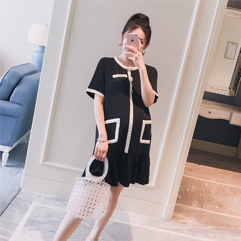 maternity dress 2019 Summer wear new pattern Korean Edition Bright silk Color matching fish tail fashion Easy pregnant woman Freaky Dressin the Maternity/Maternal supplies/Nutrition , Maternity , Dress category - from Buy2taobao.com to provide professional Taobao agent buy service
