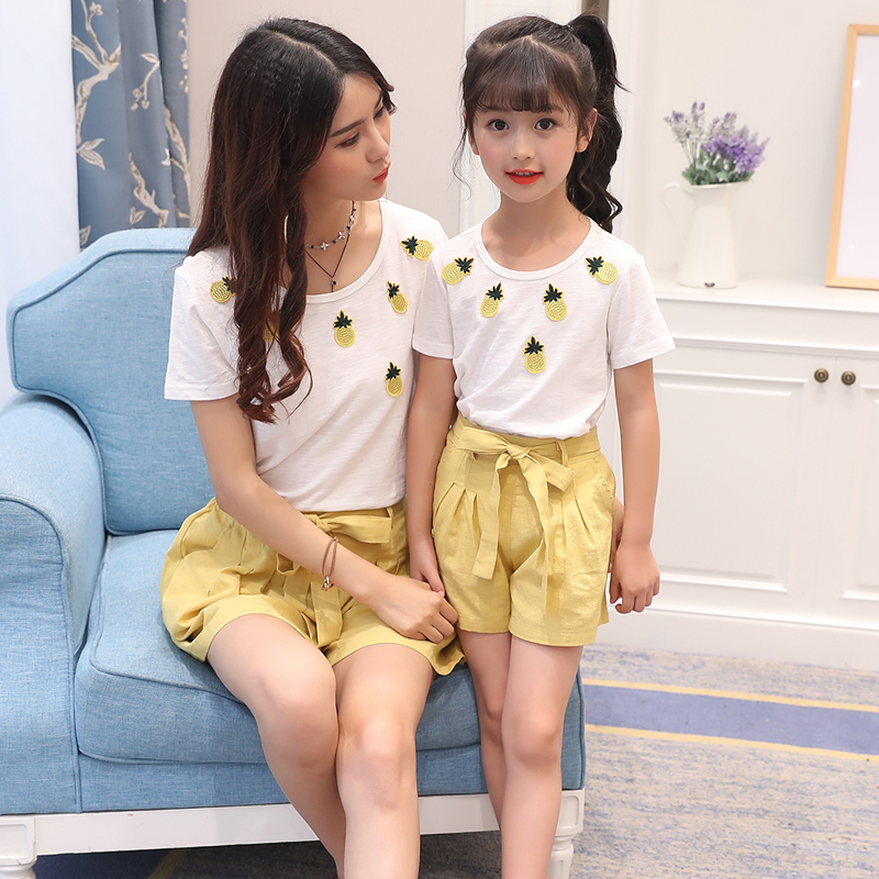 天天特价儿童短袖T恤两件套家庭装母女装2019夏装新款套装亲子装|msdalam kategori Kanak-kanak/Bayi/Keluarga dipasang, keluarga dipasang/fesyen ibu bapa dan anak - dari Buy2taobao.com untuk memberikan perkhidmatan ejen Taobao profesional membeli