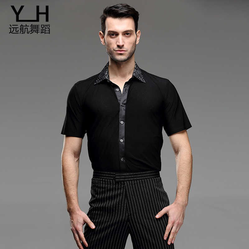 Voyage square dance man Ballroom dancing Ballroom dancing Practice Short sleeved adult Ballroom clothing Latin jacketin the Sports/Yoga/Fitness/Fans supplies , Dance/Aerobics/Gymnastics , Latin , Latin Dance Tops category - from Buy2taobao.com to provide professional Taobao agent buy service