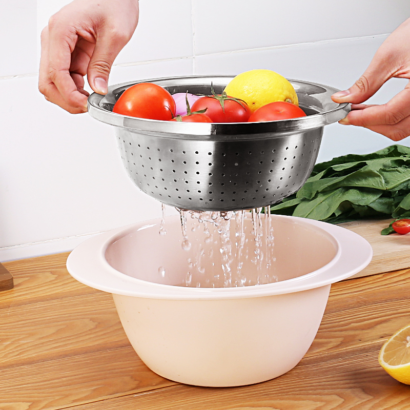 circular a living room originality Fruit plate kitchen Wash rice Vegetables Basket household Leach basket Stainless steel double-deck Traysin the Tableware , Tableware , Fruit bowl/Fruit plate/Hamper category - from Buy2taobao.com to provide professional Taobao agent buy service