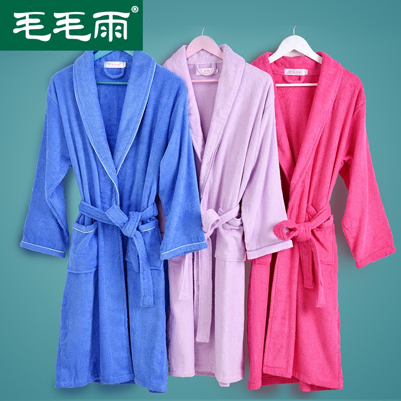 毛毛雨 纯棉浴袍全棉毛巾料浴衣 男女情侣家居睡长款汗蒸服|ruв категории начало ежедневно, полотенце/полотенце/халат, баня юбка/халат/халат - от Buy2taobao.com для оказания профессиональной услуги покупки агента Taobao