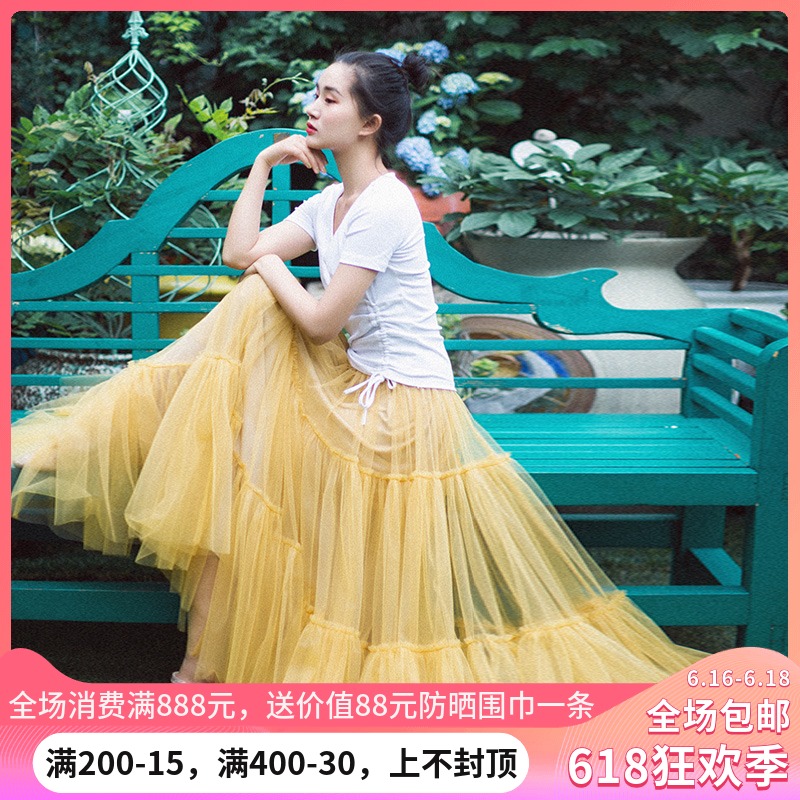 棉麻记2019夏季新款 文艺复古长裙沙滩裙 宽松网纱大摆裙半身裙女在类目 女装/女士精品, 半身裙中 - 来自Buy2taobao.com提供专业的淘宝代购服务