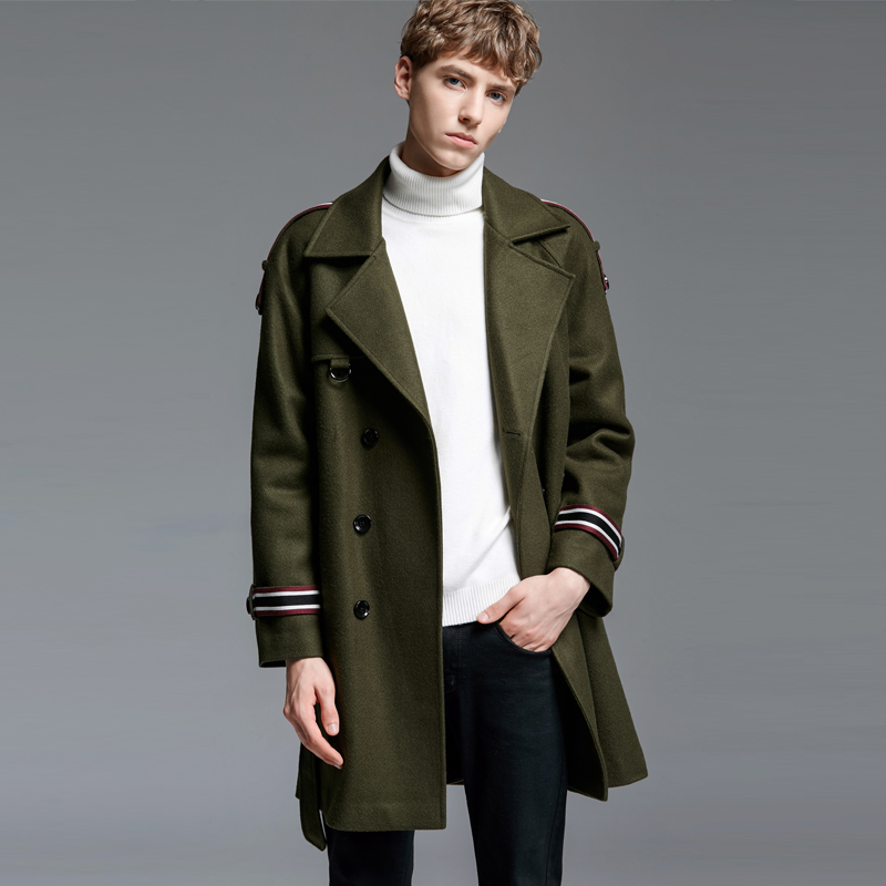 Army green Woolen coat Long 2018 Autumn and winter new pattern Easy Woolen overcoat Large 11201in the Men's clothing, Woolen coat category - from Buy2taobao.com to provide professional Taobao agent buy service