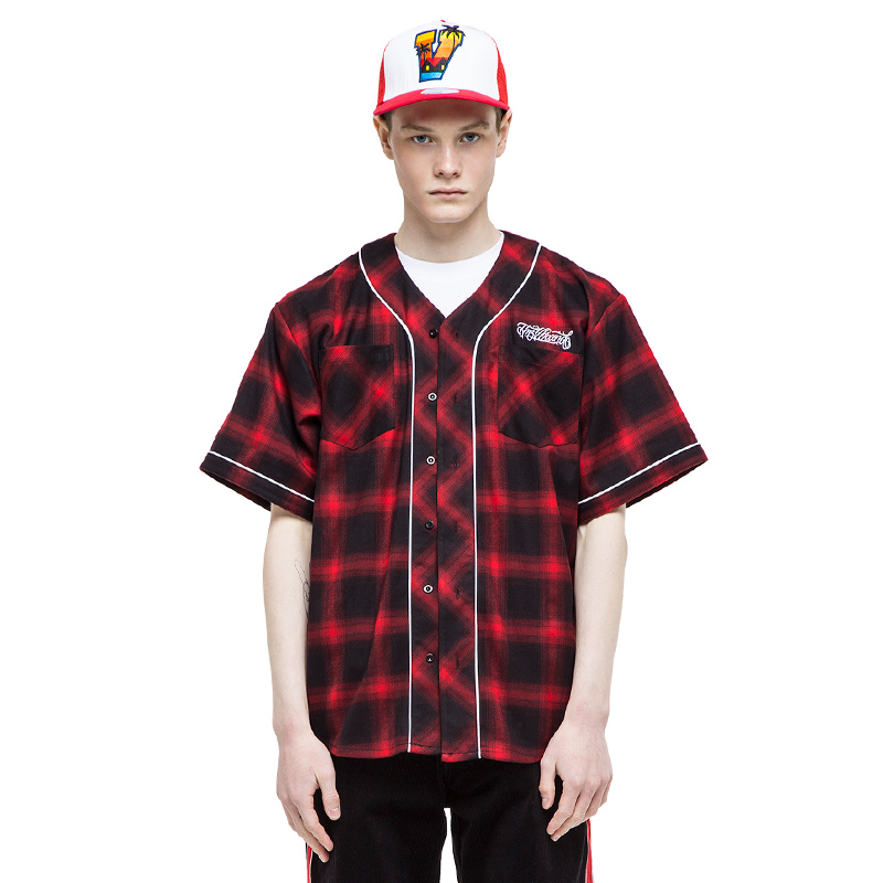 THE V BRAND Have VIho Original Chaopai Youth Retro Gradient Easy Baseball Short sleeved Cardiganin the Men's clothing, Shirt category - from Buy2taobao.com to provide professional Taobao agent buy service
