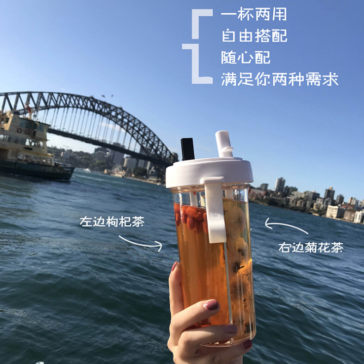 豆豆乐创意一杯两用吸管杯户外水杯潮流情侣杯运动水杯个性网红杯|msdalam kategori luar/Mountaineer/Camping/Aksesori perjalanan, minum perkakas dapur/Bekas yang memegang air, cawan - dari Buy2taobao.com untuk memberikan perkhidmatan ejen Taobao profesional membeli