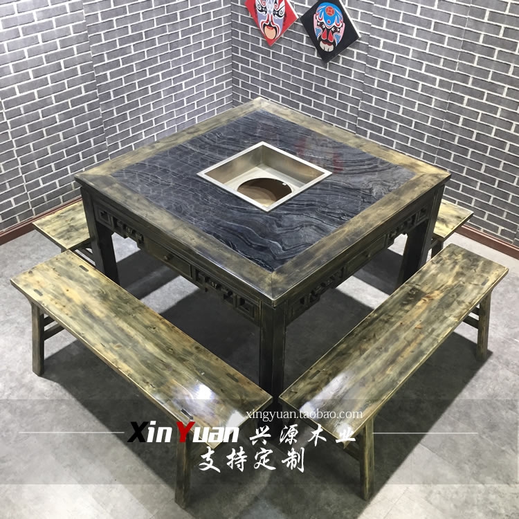 實木大理石火鍋桌複古火鍋桌實木火鍋桌椅組合電磁爐火鍋桌定制在類目 商業/辦公傢俱, 餐飲/烘焙傢俱, 火鍋桌中 - 來自Buy2taobao.com提供專業的淘寶代購服務