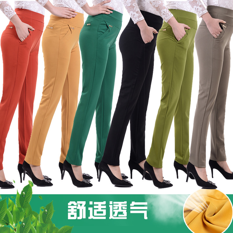 夏季中老年女士高腰九分彩裤中年女裤弹力休闲裤大码薄裤子妈妈装|ruв категории Женская одежда, брюки, брюки - от Buy2taobao.com для оказания профессиональной услуги покупки агента Taobao