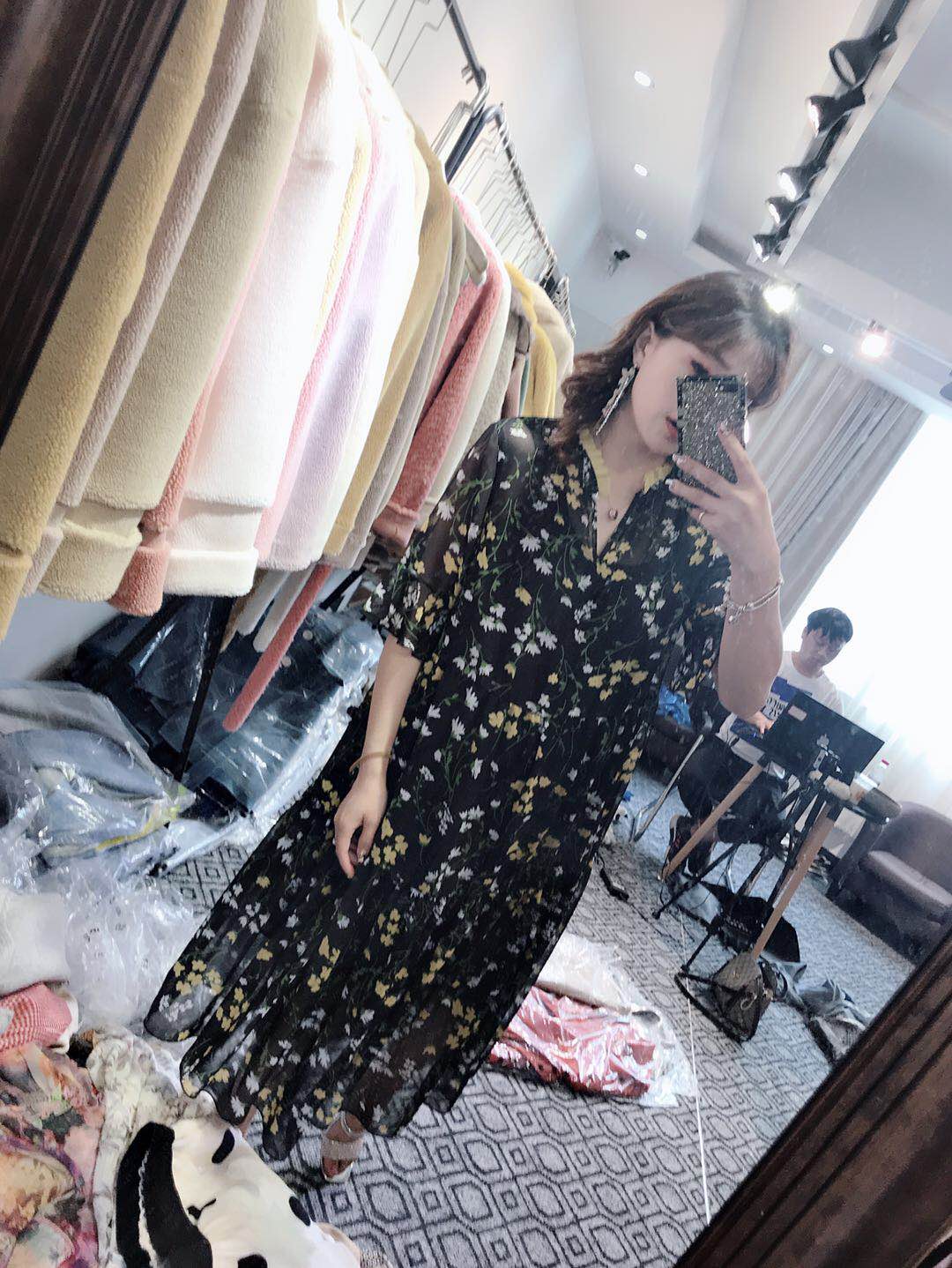 2019 new pattern Broken flowers Long Dress 1904in the Women's clothing/Boutique , Sweaters category - from Buy2taobao.com to provide professional Taobao agent buy service