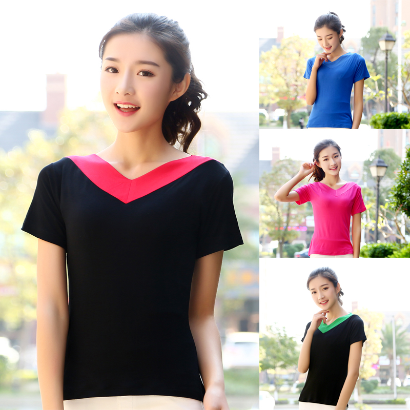 广场舞服装 上衣短袖V领纯色练功服健身服演出服舞蹈服成人女在类目 运动/瑜伽/健身/球迷用品, 舞蹈/健美操/体操, 拉丁舞, 拉丁舞上装中 - 来自Buy2taobao.com提供专业的淘宝代购服务