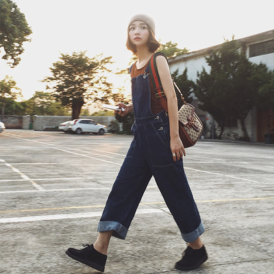 [金初吻]s/s 自制款 复古阔腿牛仔背带裤 早春主打oversize连体裤