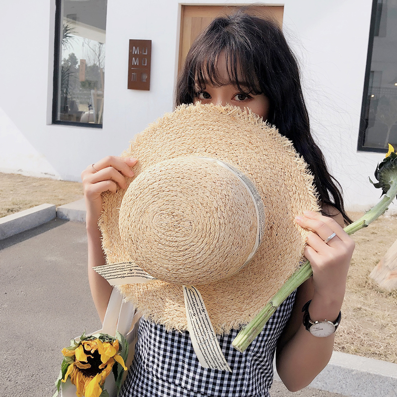 ins加厚拉菲草超大帽檐草帽 chic海边沙滩度假防晒太阳遮阳帽女夏在类目 服饰配件/皮带/帽子/围巾, 帽子中 - 来自Buy2taobao.com提供专业的淘宝代购服务