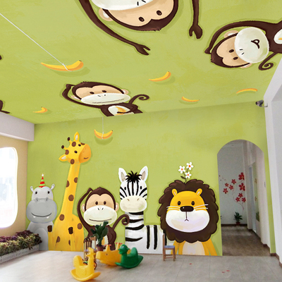 可爱 幼儿园早教中心大型定制墙纸壁画 儿童房卧室卡通背景墙壁纸