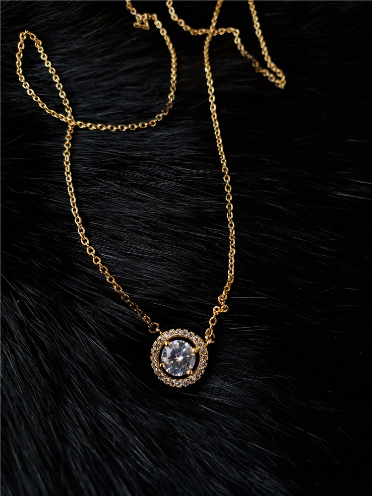Ponyo French imports 18K Cover with gold leaf fade A small minority surround zircon Concentric Necklacein the Accessories/Fashion Jewelry, Necklace category - from Buy2taobao.com to provide professional Taobao agent buy service