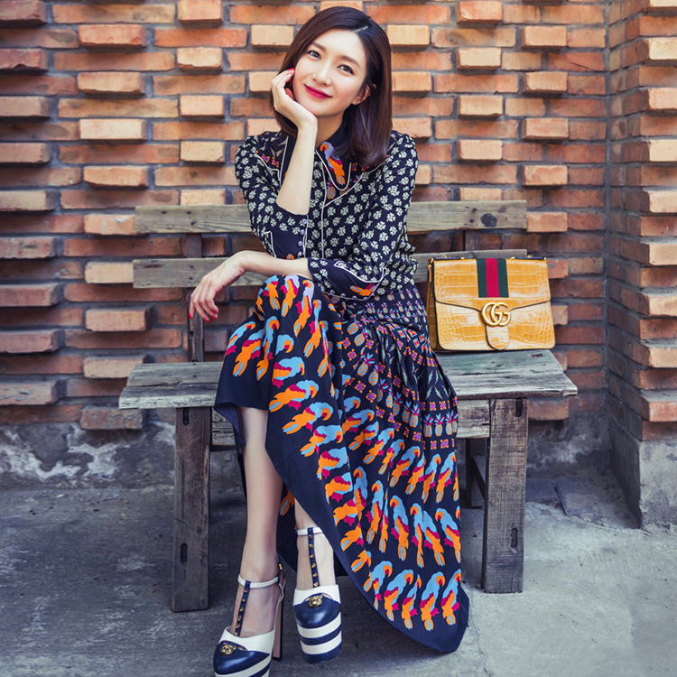 Star Jiang Shuying Same item Spring and summer New products Big temperament Lapel Self cultivation The dress printing shirt Dressin the Women's clothing/Boutique , Dress category - from Buy2taobao.com to provide professional Taobao agent buy service