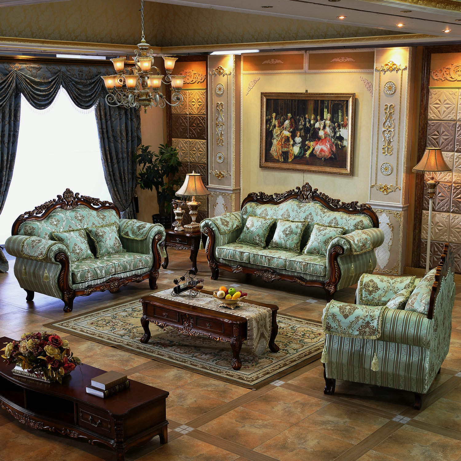 European style Fabric art sofa combination a living room American style classical Jane Europe solid wood Carved Three Size Apartment furniturein the Residential furniture , Sofa , Sofa category - from Buy2taobao.com to provide professional Taobao agent buy service