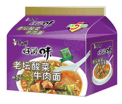 康师傅 好滋味酸菜牛肉面 99g*5/袋 方便面泡面