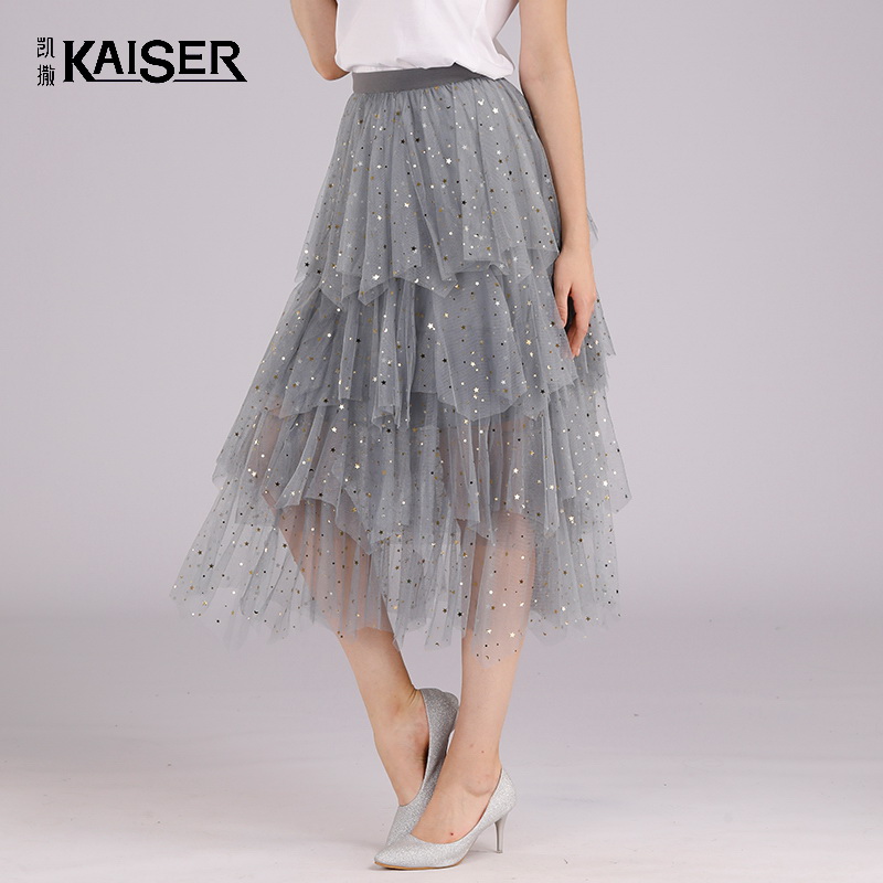 Kaiser/凯撒淑女闪耀减龄多色百搭蛋裙半身网纱裙子DFWBG19452|ruв категории Женская одежда, юбка - от Buy2taobao.com для оказания профессиональной услуги покупки агента Taobao
