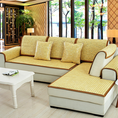 美维雅夏天夏季麻将凉席沙发垫坐垫欧式凉垫竹席冰丝防滑布艺窄边