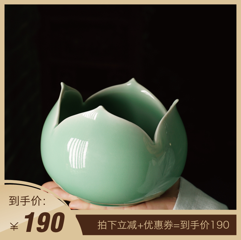 龙泉青瓷茶道配件杯洗花插渣斗陶瓷大号笔洗手工莲花茶洗茶室摆件|msdalam kategori pinggan mangkuk, set teh, Majlis teh/dengan sifar - dari Buy2taobao.com untuk memberikan perkhidmatan ejen Taobao profesional membeli