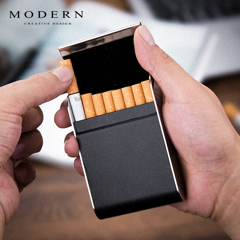 德國Modern不鏽鋼邊香煙盒 男士創意牛皮煙盒 超薄煙盒父親節禮物在類目 ZIPPO/瑞士軍刀/眼鏡, 煙具, 煙盒中 - 來自Buy2taobao.com提供專業的淘寶代購服務