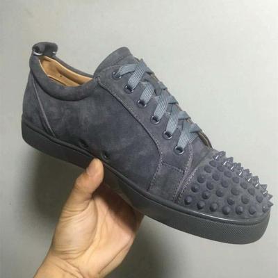 欧美真皮低帮男鞋系带铆钉女鞋情侣款休闲鞋板鞋红底鞋单鞋cl-31