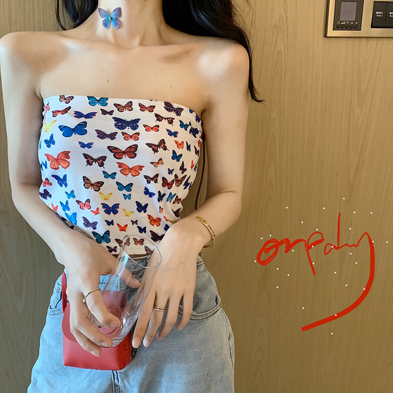 new pattern one word undergarment covering the chest and abdomen jacket summer Korean Edition temperament girl butterfly printing sexy Self cultivation Internal lap jacketin the Women's clothing/Boutique , Bra category - from Buy2taobao.com to provide professional Taobao agent buy service