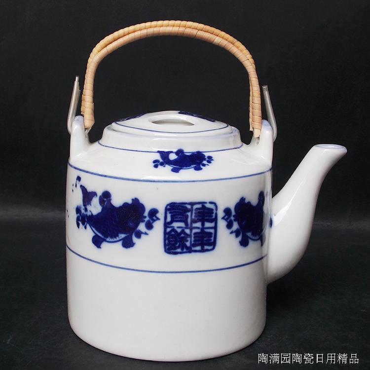 新兰鱼老式复古风怀旧大容量直身桥梁壶提梁陶瓷大茶壶凉水壶单个|msdalam kategori pinggan mangkuk, set teh, teko - dari Buy2taobao.com untuk memberikan perkhidmatan ejen Taobao profesional membeli