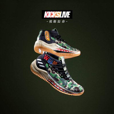 adidas dame x bape 利拉德4迷彩限量联名男鞋实战篮球鞋 ap9974