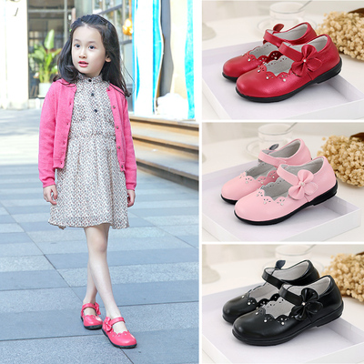 百慕达演出童鞋女童皮鞋真皮韩版公主鞋黑色单鞋春鞋中大儿童包邮