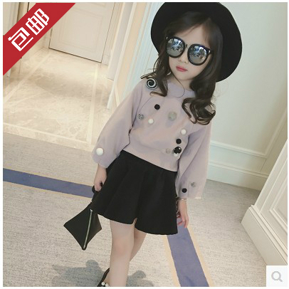 秋季新款韩版童装女童长袖卫衣+短裙两件套儿
